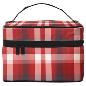 NONHAI Reizen make-up tas voor vrouwen draagbare cosmetische tassen grote capaciteit toilettas rode ster make-up organizer met handvat reizen essentials cosmetische tas case organizer, Rode Plaid, Eén