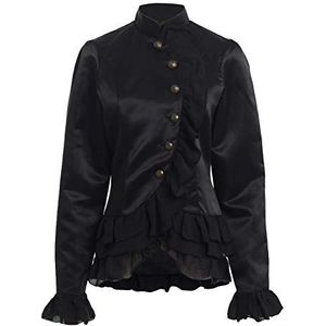 GRACEART Steampunk Gothic Victoriaanse Shirt Top Frilly Zwart Unisex Kostuum, M, Zwart