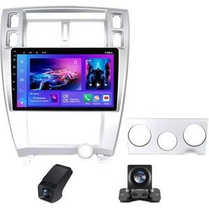 Autoradio 2 Din Bluetooth met Carplay en Android Auto,geldt voor Hyundai Tucson 1 2004-2009 9 inch met touchscreen stereo auto ondersteunt RDS GPS stuurbediening Achteruitrijcamera(NF-6)
