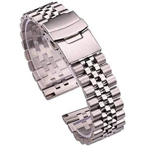 Metallische vervangingsbanden, horloges Roestvrij stalen horlogeband Horlogeband Dames Heren Armband 18 mm 20 mm 22 mm 24 mm Zilver Recht uiteinde Horlogeband Armband Horlogeaccessoires (Kleur: Zilver