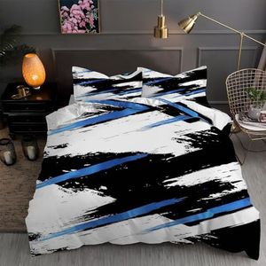 LLSZAHD - Dekbedovertrek - Zwart-wit - 200 x 200 cm - Microvezel - Set met Kussenslopen 80 x 80 cm