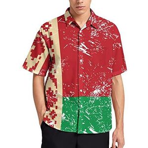 Retro Wit-Rusland Vlag Hawaiiaanse Shirt Voor Mannen Zomer Strand Casual Korte Mouw Button Down Shirts met Zak
