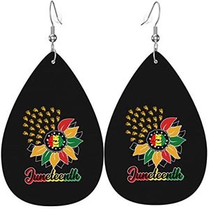 Oorbellen Juneteenth Zonnebloem Zwart Geschiedenis Afro-Amerikaanse Faux Lederen Oorbellen Vintage Dangle Oorbellen Klassieke Dangle Earring Voor Bridal Accessoire Vrouwen, 3.8cm, Leer, Geen edelsteen