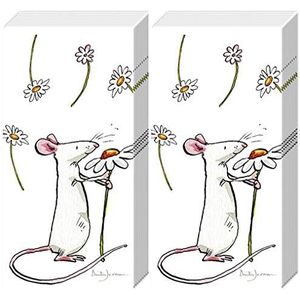 20 zakdoeken (2x10) muis met bloemetjes | geluksbrenger | cadeau