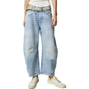 Casual ballonbroek for dames wijde pijpen middentaille bijgesneden denimbroek Y2K losse baggy jeans met zakken (Color : Lightblue, Size : XL)