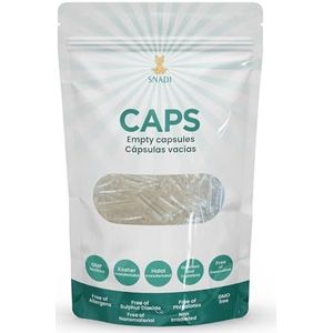 Snadi - Lege plantaardige capsules | maat 4 | 1000 stuks | transparant | koosjer en halal gecertificeerd | navulbaar met vitaminen en voedingssupplementen | recyclebare container