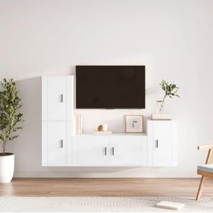 CBLDF 4-delige tv-kast set hoogglans wit ontworpen hout