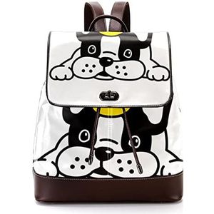 Hond Franse Bulldog Duck Puppy Gepersonaliseerde Schooltassen Boekentassen voor Tiener, Meerkleurig, 27x12.3x32cm, Rugzak Rugzakken