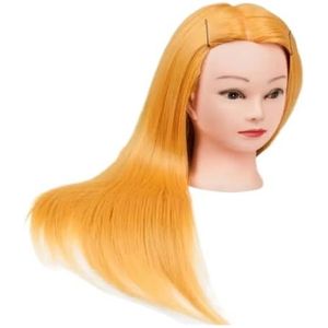 Witblond synthetisch haar trainingshoofd for kapsels, professionele oefenpruikhoofd for vrouwen(Gold)