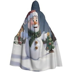 FRGMNT Kerstman, sneeuwpopprint, uniseks, volledige lengte, met capuchon, feestmantel, perfect voor carnaval, verkleedpartij, cosplay
