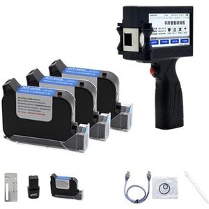 Draagbare inkjetprinter 12,75 mm Smart Touch Screen Handheld Inkjet Printer Batchnummer QR Code Logo Kleine Printer Draagbaar (Color : Printer- 3 ink, Size : 1)