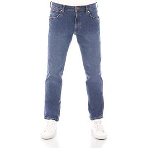 Wrangler Greensboro W30-W44 Herenjeans, regular fit, denim, stretch, katoen, blauw-zwart, 34W x 34L