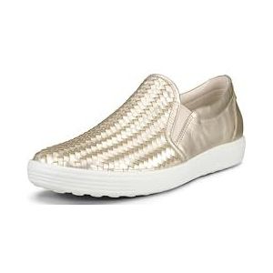 ECCO Women's Soft 7 Woven Slip on 2.0 Sneaker, Pure White Gold, 12-12.5