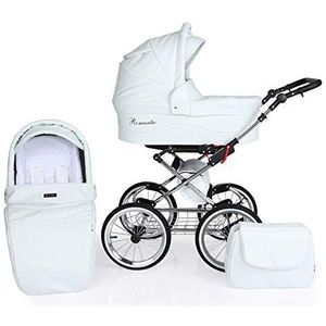Baby kinderwagen Classic Buggy 3in1 autostoel reissysteem pasgeborenen vanaf de geboorte (2in1 zonder autostoel, steen wit)