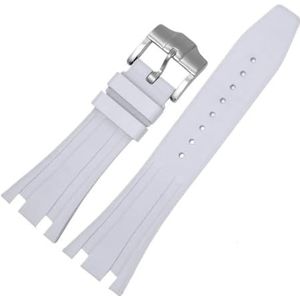 26mm 27mm Strap fit for Casioak Gen4 Gen5 Rubber Watch Band fit for Casio GA2100 GA2110 MOD Case Soft Silicone Waterproof Replacement (Size : White-silver)