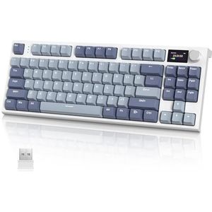 VGN GAMEPOWER RK86 TKL Tenkeyless Draadloos Mechanisch Gaming Toetsenbord, 2.4Ghz/Bluetooth/Bedrade 75% RGB Gasket Mechanical Keyboard, TFT-kleurendisplay, Knob, Hotswap Lineaire Schakelaars, NKRO