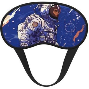 Slaap-oogmasker voor dames en heren, zacht, comfortabel slaapmasker, verduisterend slaapooghoesje voor reizen, yoga, dutje ploegenwerk, zwarte astronaut op blauw