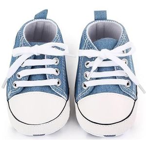 Baby canvas klassieke sneakers pasgeboren print ster sport baby jongens meisjes babyschoenen schoenen baby peuter antislip babyschoenen (Color : Skublue Star, Size : Dark Blue Star)
