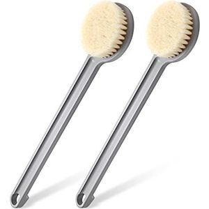 2 stuks lichaamsborstel, rugschrobber voor douche met lang handvat, exfoliërende lichaamsscrubber verbetert de gezondheid van de huid, lichaamsborstel ues nat of droog borstelen bad douche