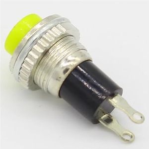6 stuks zwart/groen/geel/blauw/wit/rood OFF-momentan ON 0,5 A 250 VAC drukknopschakelaar met afstandsbediening 10 mm (geel)