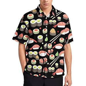 Japanse Sushi Cuisine heren T-shirt met korte mouwen casual button down zomer strand top met zak