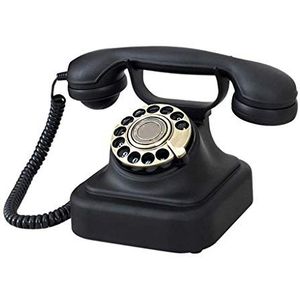 GPDNBIEU, Retro telefoon, met draaischijf ouderwetse metalen bel, vaste telefoonfunctie for thuis en decor Klassiek zwart