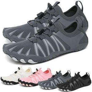 Waterschoenen voor dames en heren, sneldrogend, antislip, ademend, brede teen, aquaschoen, voor strand, zwemmen, wandelen, fitness, gym, outdoorsport, Grijs, 48.5 EU
