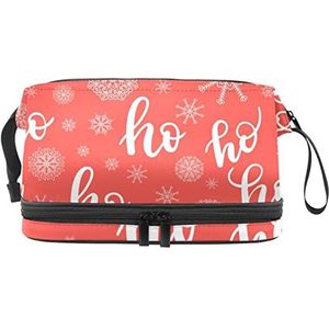 Grote capaciteit reizen cosmetische tas,Kerstmis Ho sneeuwvlokken patroon, make-up tas, waterdichte make-up tas organisator, Meerkleurig, 27x15x14 cm/10.6x5.9x5.5 in