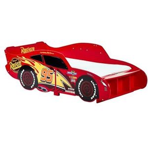 Disney Cars Lightning Mcqueen peuterbed: stevige constructie, bewaakte zijkanten, houten latten, felrood, past op matrassen van 140 cm x 70 cm (matras niet inbegrepen)