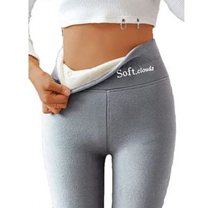 Soft Clouds Fleece Leggings for Women Winter, Casual Warm Winter Solid Pants, Winter Pants for Women (2XL,Grey)