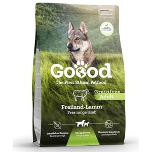 Goood Premium hondenvoer, droog voor volwassen honden vanaf 11 kg, gezond hondenvoer, graanvrij en zonder additieven, droogvoer voor honden, veldlam, voor alle rassen [1 x 1,8 kg]