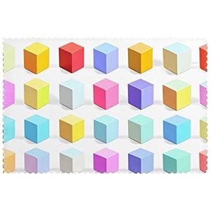 Kleurrijke kubussen placemats set van 6, 12x18 inch (ongeveer 30x45 cm), voor keukentafel, woonkamer en wasbare placemats