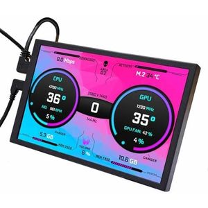 VSDISPLAY 8 inch 1280x800 USB C IPS LCD-monitor, universele 120mm ventilatormontage formaat PC Case Display, Voor DIY CPU GPU Temperatuur Computer Screen