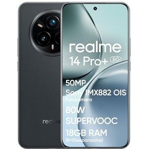 realme 14 Pro+ 5G Smartphone, 8 + 256 GB, 50 MP Sony IMX896 OIS camera, Snapdragon 7s Gen 3, Quad-Curve Bezel-Less Display, 5260mAh batterij, 80W Supervooc Fast Charging, Grey