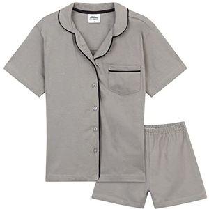 CityComfort meisjes pyjama zomer nachtkleding sets Button Down korte pyjama's voor kinderen en tieners Ademend zacht 100% katoen Lounge Wear korte mouwen PJ's voor meisjes maat 5-14 jaar (Grijs, 5-6 Jaar)