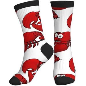 Jkkghll Rode Kreeft Print Print Mannen Vrouwen Mid-Tube Sport Sokken Ademend Atletisch Voor Running Fitness Dagelijkse Slijtage, Zwart, One size