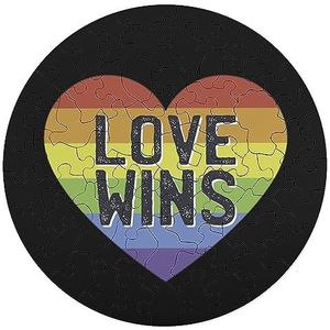 Liefde wint regenboog hart dier vormige legpuzzels leuke houten puzzel familie puzzel geschenken 68 stuks