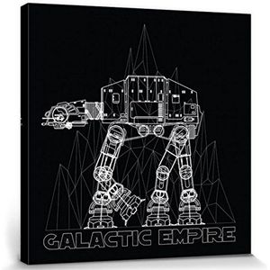 1art1 Star Wars Poster Kunstdruk Op Canvas AT-AT Walker, All Terrain Armored Transport, Galactic Empire Muurschildering Print XXL Op Brancard | Afbeelding Affiche 60x60 cm