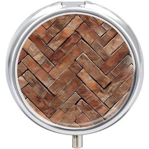 Ronde pillendoos kleine terracotta baksteen bedrukt 3 compartimenten kleine pillendoosje draagbare reis pillencontainer om supplementen vast te houden vitaminen visolie medicatie