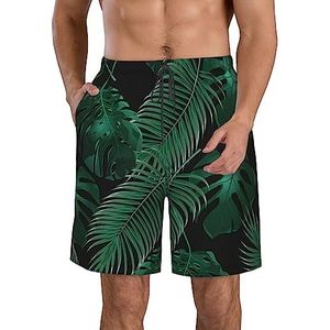 PHTZEZFC Banana Leaf Green Print strandshorts voor heren, zomershorts met sneldrogende technologie, licht en casual, Wit, L