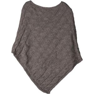 styleBREAKER gebreide poncho met vlechtpatroon, ronde hals gebreide poncho, grof gebreid, dames 08010040, Kleur:Taupe