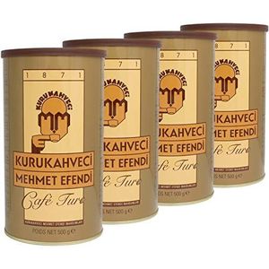 Kurukahveci Mehmet Efendi - Fijne Turkse mokka koffie gemalen in set van 4 à 500 g verpakking