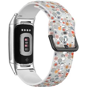 Sport-zachte band compatibel met Fitbit Charge 5 / Fitbit Charge 6 (doodle Circles Willekeurig) Siliconen Armband Strap Accessoire, Siliconen, Geen edelsteen