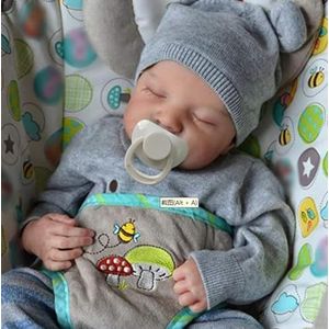 Lonian Reborn pop voor jongens realistisch gesloten ogen lichaam van zacht vinyl handgemaakt pasgeborenen baby ziet eruit als een echte baby (lichaam van silicone)