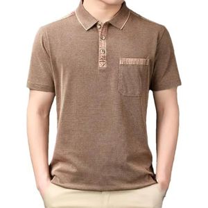Mannen Eenvoudige All-Match Solid Pocket Polos Shirt Mannen Zomer Klassieke Business Casual Korte Mouw Shirt Tops, kaki9, XS