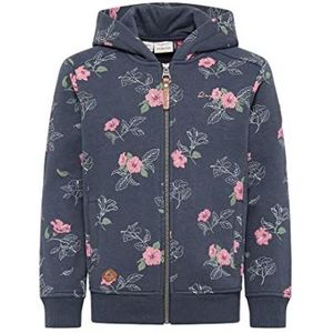 Ragwear THEA Flowers Sweatshirt voor meisjes, met rits, 100% veganistische streetwear, Donkerblauw, 146/152 cm
