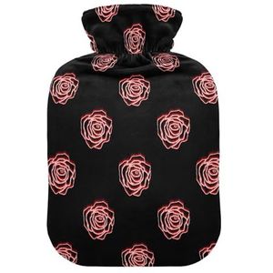 LI ZHI XIN PVC warmwaterkruik met fluwelen deksel 1L 2L kleine middelgrote roos patroon