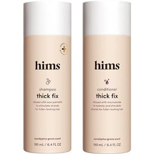 Hims Thick Fix Shampoo en conditionerset voor mannen, verdikking, hydraterend, vermindert haaruitval, kleurvast, shampoo en conditioner, verpakking van 2 stuks