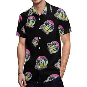 Cancun Zomer Vintage Palm Boom Heren Hawaiiaanse Shirts Korte Mouw Casual Shirt Button Down Vakantie Strand Shirts 4XL