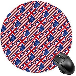 Amerikaanse Vlag En Engeland Vlag Ronde Antislip Muismat Grappige Bureau Mat Rubber Laptop Schrijven Mat Voor Gamer Kantoor Thuis